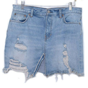 Free People Distressed Denim Skirt Sz 29 (k19)